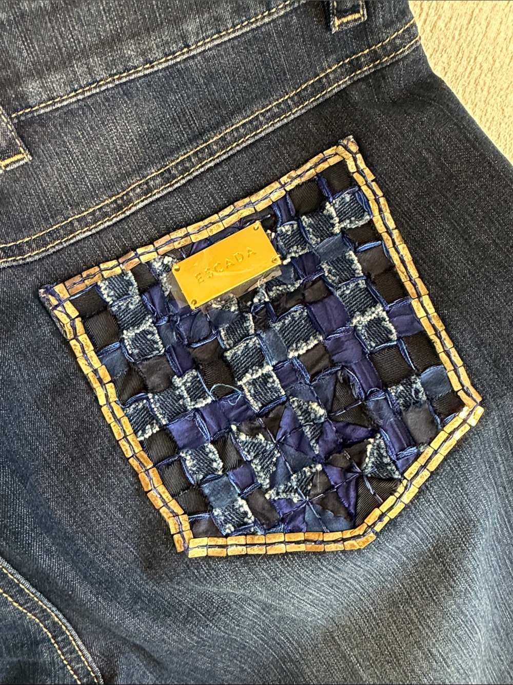 Escada Dark Blue Denim Wide-Leg Jeans